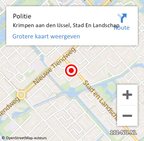 Locatie op kaart van de 112 melding: Politie Krimpen aan den IJssel, Stad En Landschap op 31 oktober 2013 19:07