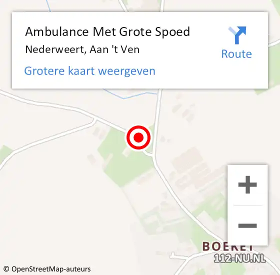 Locatie op kaart van de 112 melding: Ambulance Met Grote Spoed Naar Nederweert, Aan 't Ven op 6 maart 2015 01:30