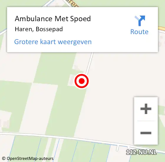 Locatie op kaart van de 112 melding: Ambulance Met Spoed Naar Haren, Bossepad op 6 maart 2015 01:51