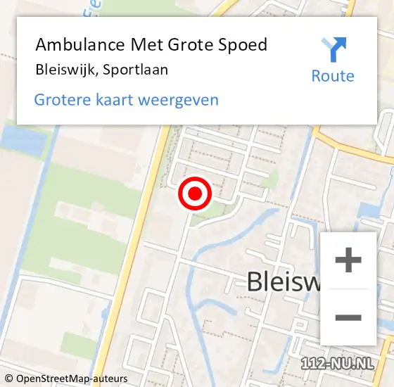 Locatie op kaart van de 112 melding: Ambulance Met Grote Spoed Naar Bleiswijk, Sportlaan op 6 maart 2015 02:28