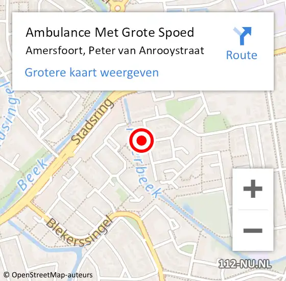 Locatie op kaart van de 112 melding: Ambulance Met Grote Spoed Naar Amersfoort, Peter van Anrooystraat op 6 maart 2015 03:41