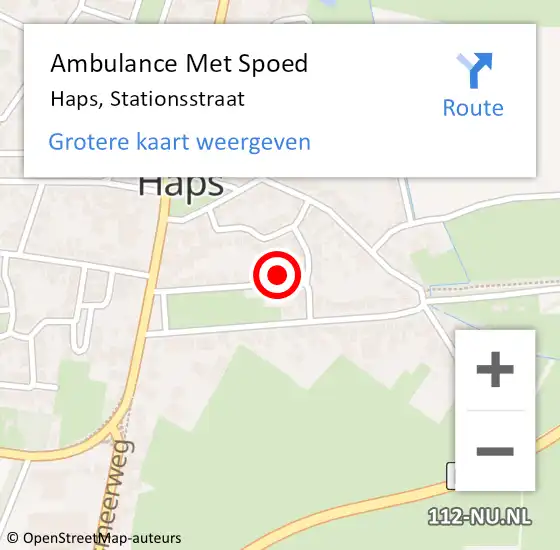 Locatie op kaart van de 112 melding: Ambulance Met Spoed Naar Haps, Stationsstraat op 6 maart 2015 07:52