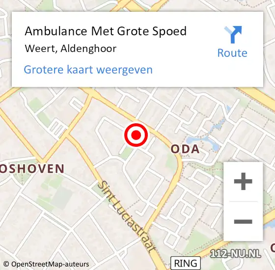 Locatie op kaart van de 112 melding: Ambulance Met Grote Spoed Naar Weert, Aldenghoor op 6 maart 2015 07:58