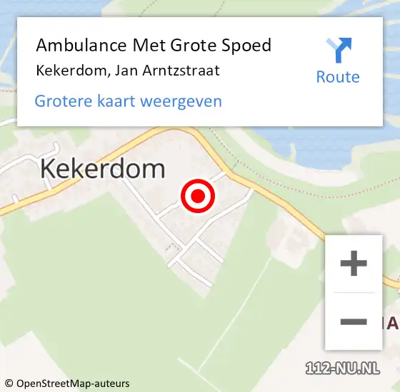 Locatie op kaart van de 112 melding: Ambulance Met Grote Spoed Naar Kekerdom, Jan Arntzstraat op 6 maart 2015 08:02