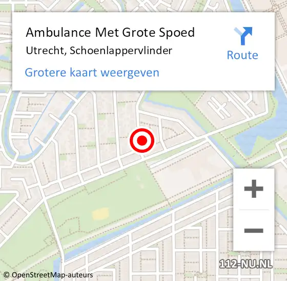 Locatie op kaart van de 112 melding: Ambulance Met Grote Spoed Naar Utrecht, Schoenlappervlinder op 6 maart 2015 08:06