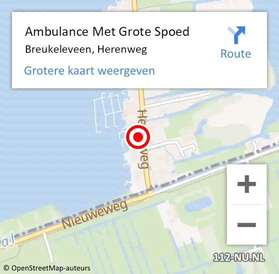 Locatie op kaart van de 112 melding: Ambulance Met Grote Spoed Naar Breukeleveen, Herenweg op 6 maart 2015 08:27