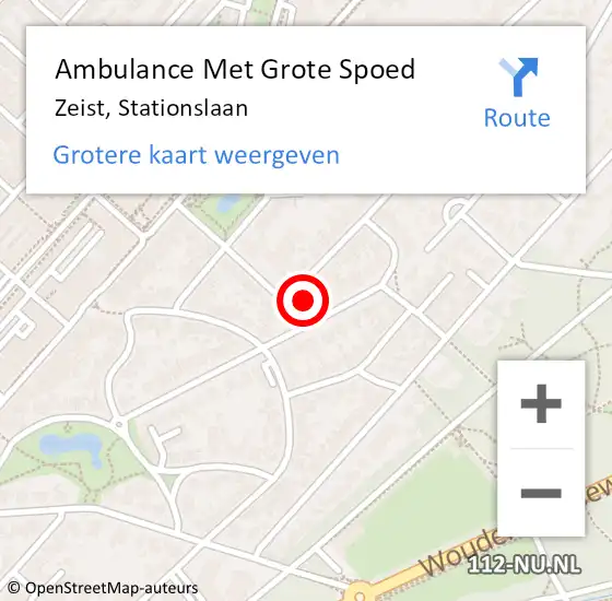 Locatie op kaart van de 112 melding: Ambulance Met Grote Spoed Naar Zeist, Stationslaan op 6 maart 2015 08:52