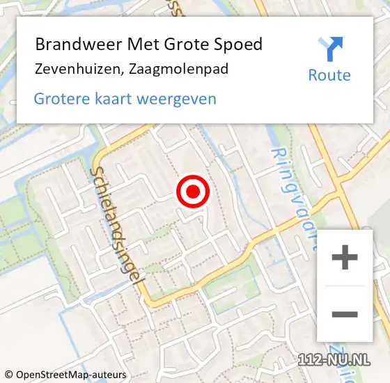 Locatie op kaart van de 112 melding: Brandweer Met Grote Spoed Naar Zevenhuizen, Zaagmolenpad op 6 maart 2015 10:09