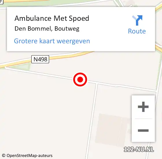 Locatie op kaart van de 112 melding: Ambulance Met Spoed Naar Den Bommel, Boutweg op 6 maart 2015 10:41