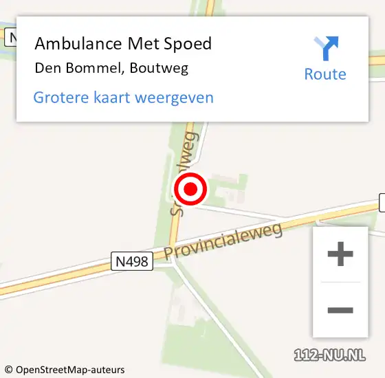 Locatie op kaart van de 112 melding: Ambulance Met Spoed Naar Den Bommel, Boutweg op 6 maart 2015 10:43