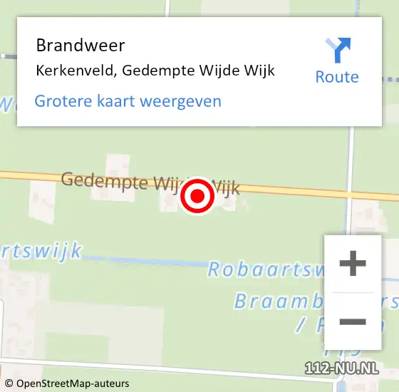 Locatie op kaart van de 112 melding: Brandweer Kerkenveld, Gedempte Wijde Wijk op 6 maart 2015 11:05