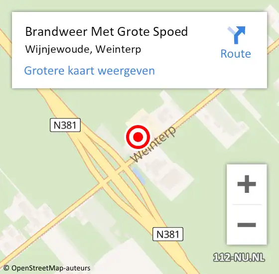 Locatie op kaart van de 112 melding: Brandweer Met Grote Spoed Naar Wijnjewoude, Weinterp op 6 maart 2015 11:37