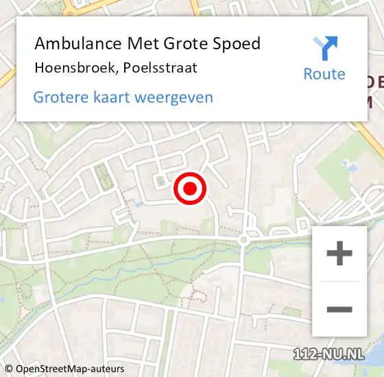 Locatie op kaart van de 112 melding: Ambulance Met Grote Spoed Naar Hoensbroek, Poelsstraat op 31 oktober 2013 19:58