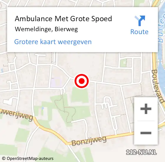 Locatie op kaart van de 112 melding: Ambulance Met Grote Spoed Naar Wemeldinge, Bierweg op 6 maart 2015 12:31