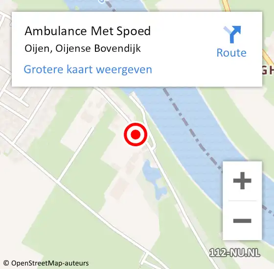 Locatie op kaart van de 112 melding: Ambulance Met Spoed Naar Oijen, Oijense Bovendijk op 6 maart 2015 13:34