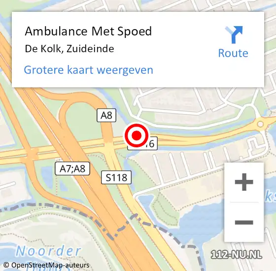 Locatie op kaart van de 112 melding: Ambulance Met Spoed Naar De Kolk, Zuideinde op 6 maart 2015 13:43
