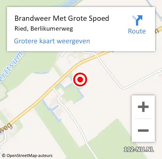 Locatie op kaart van de 112 melding: Brandweer Met Grote Spoed Naar Ried, Berlikumerweg op 6 maart 2015 13:57