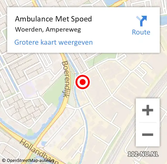 Locatie op kaart van de 112 melding: Ambulance Met Spoed Naar Woerden, Ampereweg op 6 maart 2015 15:08