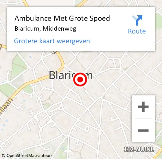 Locatie op kaart van de 112 melding: Ambulance Met Grote Spoed Naar Blaricum, Middenweg op 6 maart 2015 15:22