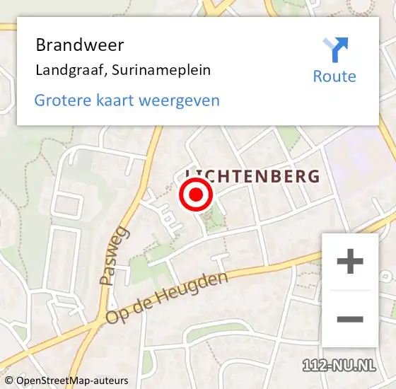 Locatie op kaart van de 112 melding: Brandweer Landgraaf, Surinameplein op 6 maart 2015 15:52