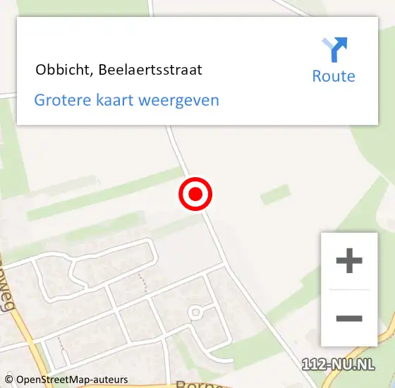 Locatie op kaart van de 112 melding:  Obbicht, Beelaertsstraat op 6 maart 2015 16:53