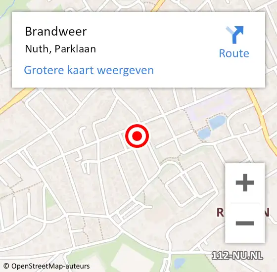 Locatie op kaart van de 112 melding: Brandweer Nuth, Parklaan op 6 maart 2015 17:52