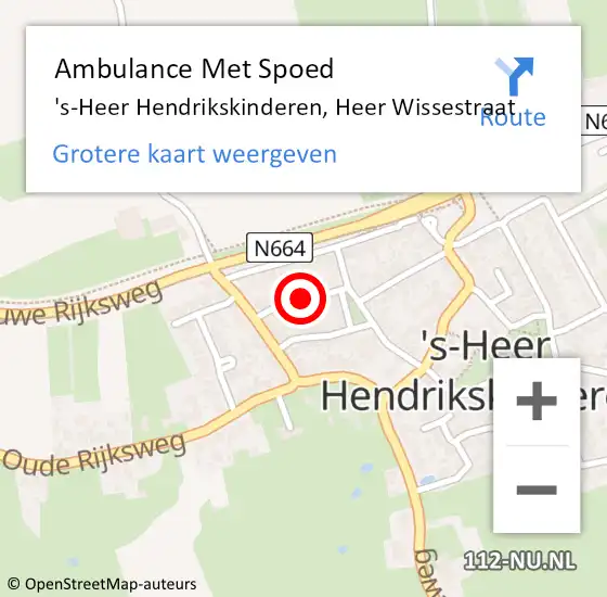 Locatie op kaart van de 112 melding: Ambulance Met Spoed Naar 's-Heer Hendrikskinderen, Heer Wissestraat op 6 maart 2015 18:22