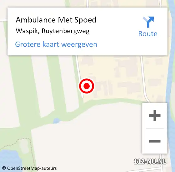 Locatie op kaart van de 112 melding: Ambulance Met Spoed Naar Waspik, Ruytenbergweg op 6 maart 2015 18:57