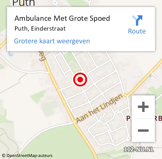 Locatie op kaart van de 112 melding: Ambulance Met Grote Spoed Naar Puth, Einderstraat op 31 oktober 2013 21:16