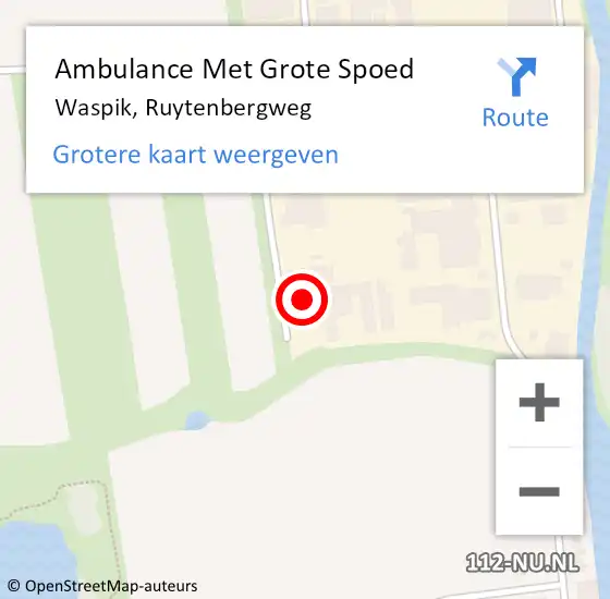 Locatie op kaart van de 112 melding: Ambulance Met Grote Spoed Naar Waspik, Ruytenbergweg op 6 maart 2015 19:08