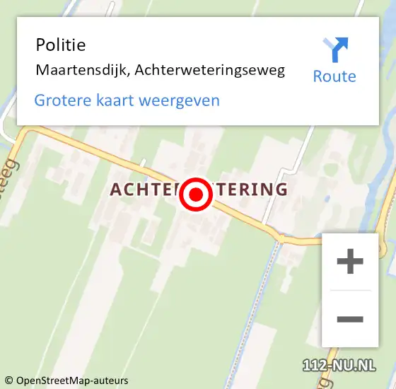 Locatie op kaart van de 112 melding: Politie Maartensdijk, Achterweteringseweg op 6 maart 2015 19:08