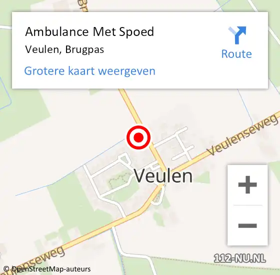 Locatie op kaart van de 112 melding: Ambulance Met Spoed Naar Veulen, Brugpas op 6 maart 2015 20:02