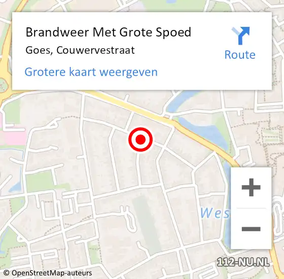 Locatie op kaart van de 112 melding: Brandweer Met Grote Spoed Naar Goes, Couwervestraat op 6 maart 2015 21:20