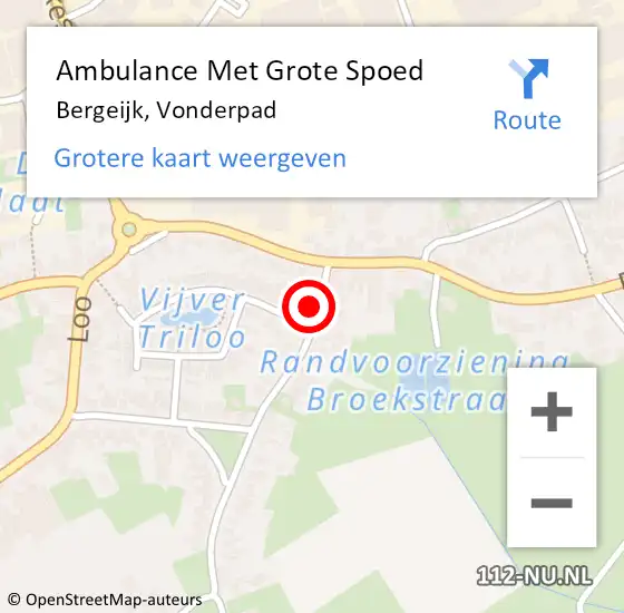 Locatie op kaart van de 112 melding: Ambulance Met Grote Spoed Naar Bergeijk, Vonderpad op 6 maart 2015 21:51