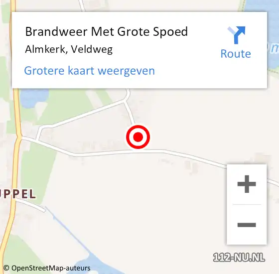 Locatie op kaart van de 112 melding: Brandweer Met Grote Spoed Naar Almkerk, Veldweg op 6 maart 2015 22:34