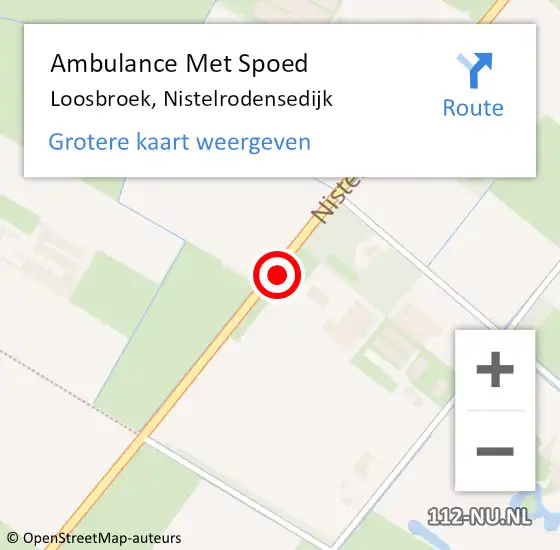 Locatie op kaart van de 112 melding: Ambulance Met Spoed Naar Loosbroek, Nistelrodensedijk op 6 maart 2015 22:46