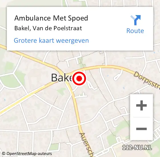 Locatie op kaart van de 112 melding: Ambulance Met Spoed Naar Bakel, Van de Poelstraat op 7 maart 2015 01:14