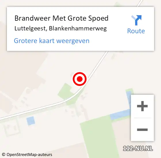 Locatie op kaart van de 112 melding: Brandweer Met Grote Spoed Naar Luttelgeest, Blankenhammerweg op 7 maart 2015 01:53