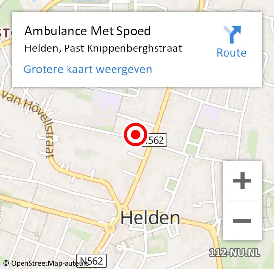 Locatie op kaart van de 112 melding: Ambulance Met Spoed Naar Helden, Past Knippenberghstraat op 7 maart 2015 02:29