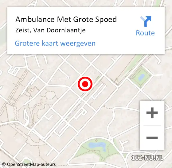 Locatie op kaart van de 112 melding: Ambulance Met Grote Spoed Naar Zeist, Van Doornlaantje op 7 maart 2015 03:06