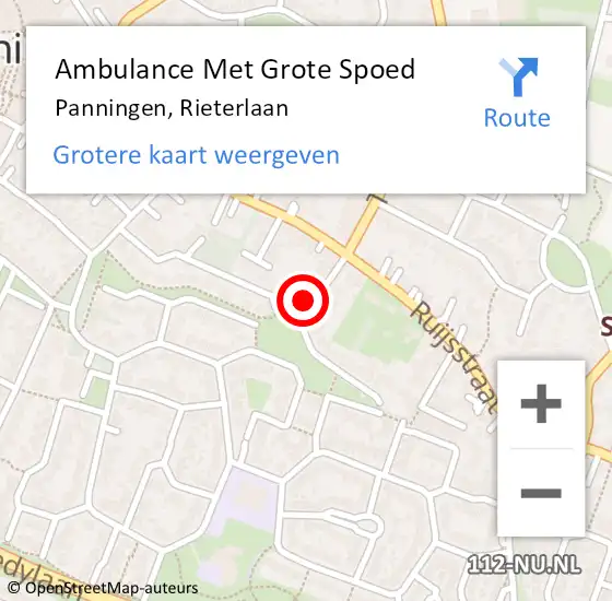 Locatie op kaart van de 112 melding: Ambulance Met Grote Spoed Naar Panningen, Rieterlaan op 7 maart 2015 04:44