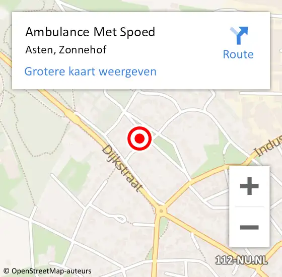 Locatie op kaart van de 112 melding: Ambulance Met Spoed Naar Asten, Zonnehof op 7 maart 2015 04:57