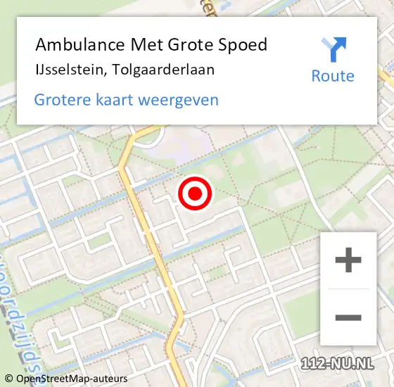 Locatie op kaart van de 112 melding: Ambulance Met Grote Spoed Naar IJsselstein, Tolgaarderlaan op 7 maart 2015 06:43