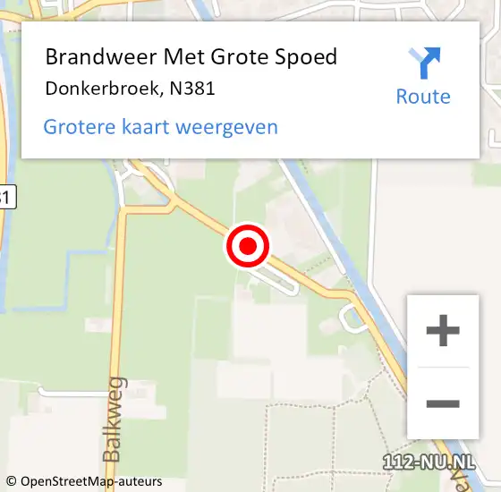 Locatie op kaart van de 112 melding: Brandweer Met Grote Spoed Naar Donkerbroek, N381 hectometerpaal: 37,0 op 7 maart 2015 06:48