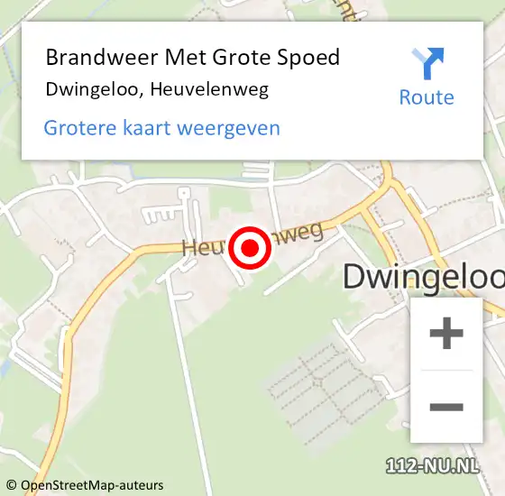 Locatie op kaart van de 112 melding: Brandweer Met Grote Spoed Naar Dwingeloo, Heuvelenweg op 7 maart 2015 08:45