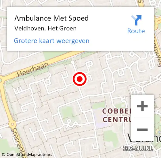 Locatie op kaart van de 112 melding: Ambulance Met Spoed Naar Veldhoven, Het Groen op 7 maart 2015 09:21