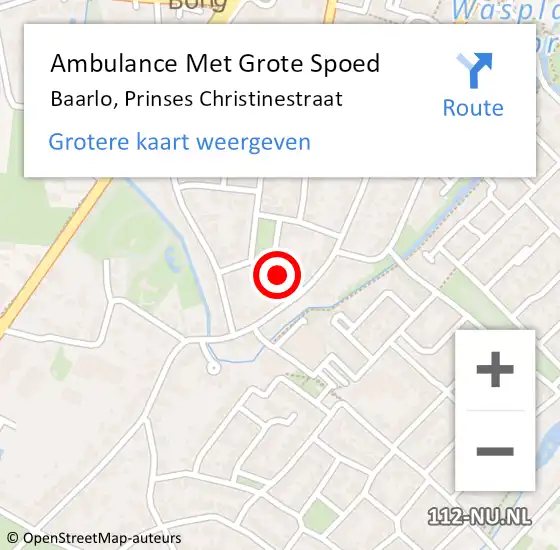 Locatie op kaart van de 112 melding: Ambulance Met Grote Spoed Naar Baarlo, Prinses Christinestraat op 7 maart 2015 09:34
