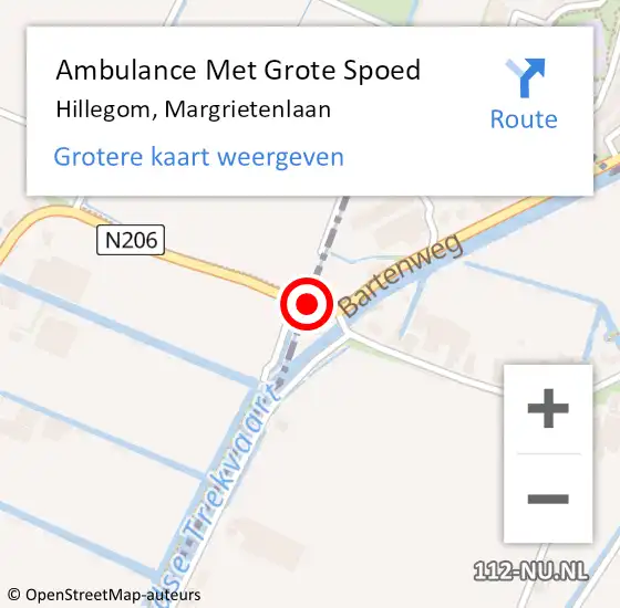 Locatie op kaart van de 112 melding: Ambulance Met Grote Spoed Naar Hillegom, Margrietenlaan op 31 oktober 2013 22:35