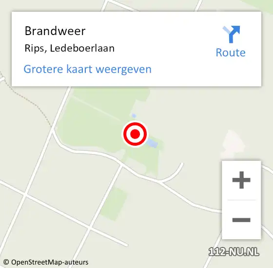 Locatie op kaart van de 112 melding: Brandweer Rips, Ledeboerlaan op 7 maart 2015 11:41