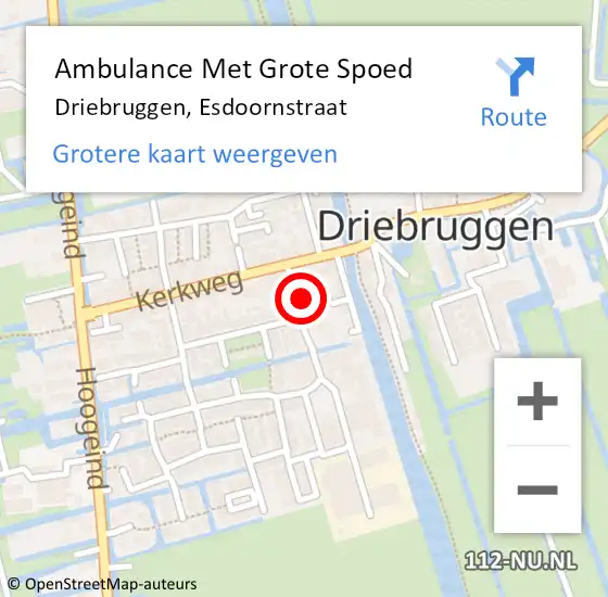Locatie op kaart van de 112 melding: Ambulance Met Grote Spoed Naar Driebruggen, Esdoornstraat op 7 maart 2015 12:09
